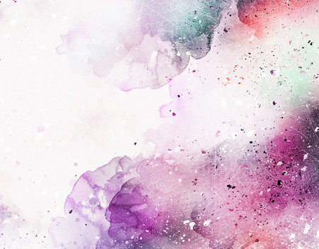 Rough brushstrokes on abstract watercolour background. Brush painting. Color strokes of paint. Unique wall art. Modern art on canvas. Colorful contemporary artwork.の写真素材