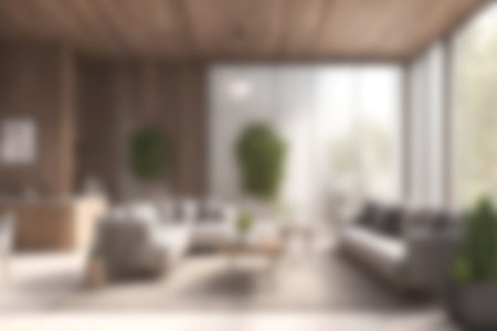 Blur image of living room with furniture at home with sunlight for background usage. blur interior concept.の写真素材