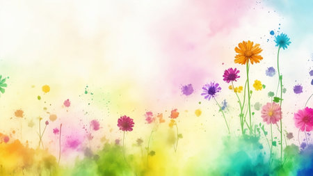 Beautiful hand draw watercolor flower abstract. AI Generative.の素材