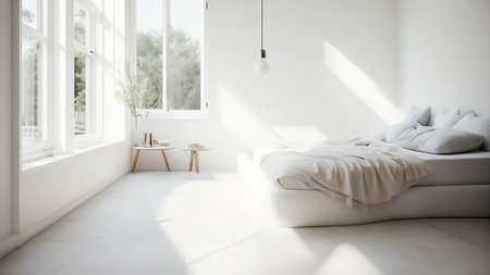 luxury bedroom interior with bedding sheet dark tone and modern style, stone and wooden headboardの素材
