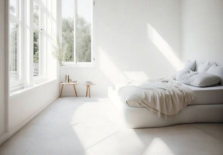 luxury bedroom interior with bedding sheet dark tone and modern styleの素材