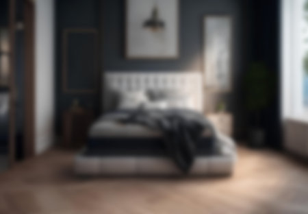 luxury bedroom interior with bedding sheet dark tone and modern style
