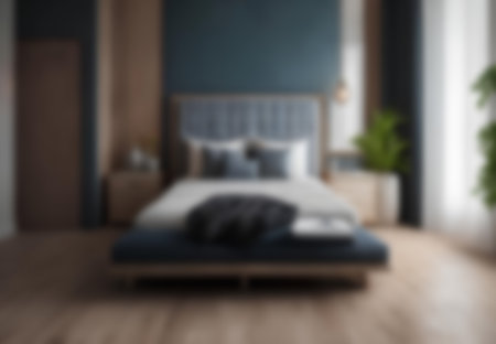 luxury bedroom interior with bedding sheet dark tone and modern styleの写真素材