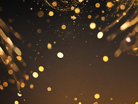 Abstract Christmas and new year background,shiny golden,red,blue lights with bokeh and space for any design. concept background for banner.の素材