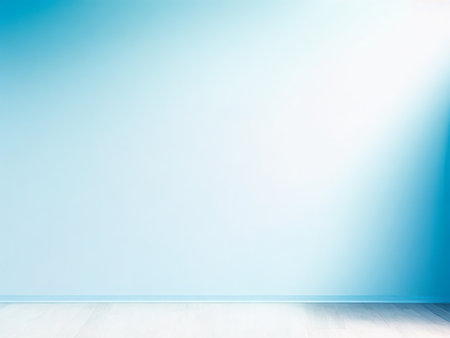 Beautiful blank wall background image of an empty space with sunlight. Wood floor for design or creative work.の素材