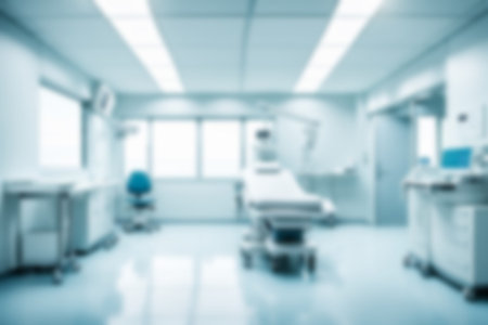 Light blurred background. The blank hall of an office or medical institution with panoramic windows and a perspective. hall roomの素材