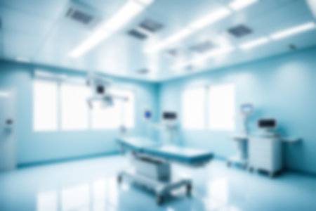 Light blurred background. The blank hall of an office or medical institution with panoramic windows and a perspective. hall roomの素材