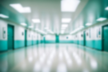 Light blurred background. The blank hall of an office or medical institution with panoramic windows and a perspective. hall roomの素材