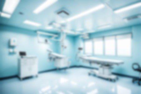 Light blurred background. The blank hall of an office or medical institution with panoramic windows and a perspective. hall roomの素材