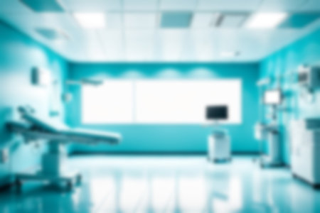 Light blurred background. The blank hall of an office or medical institution with panoramic windows and a perspective. hall roomの素材