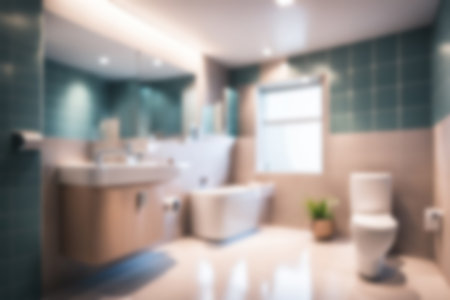 Blurred image of modern bathroom interior for background usage. Toned.の素材