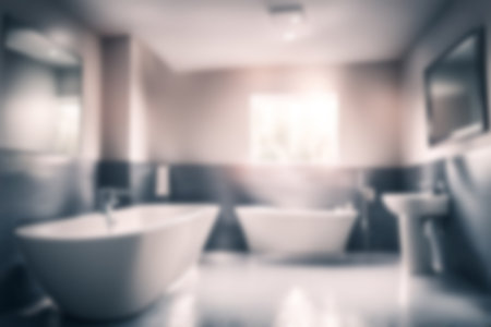 Blurred bathroom interior for background - Vintage filter effect processing style picturesの素材