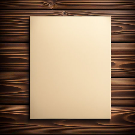 Antique Paper old yellowed sheet of paper on a wooden background. Vintage test form.の素材