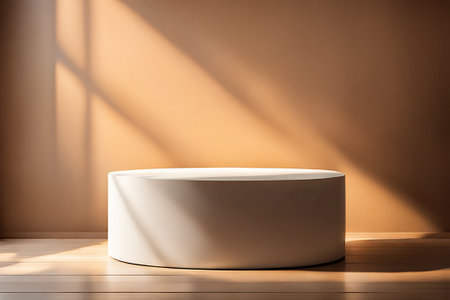 Brown podium mockup. fashion showcase mock up scene or exhibition product display.の素材