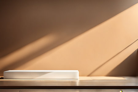 Brown podium mockup. fashion showcase mock up scene or exhibition product display.の素材