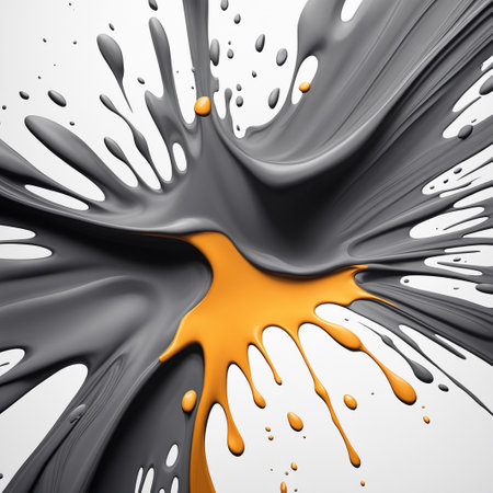 Gray,white ink splashes isolated on white background.の素材