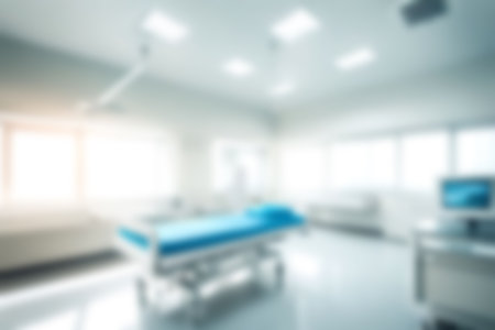 Light blurred background. clinic or hospital,blank hall of an office or medical institution hall roomの素材