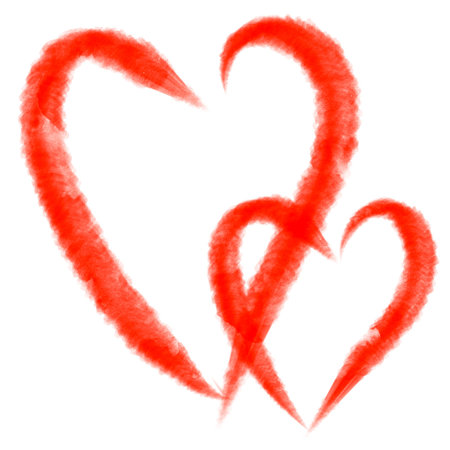 Hand drawn watercolor doodle heart elements for stickers, design, decor, scrapbooking, postcards, books, diaries.の写真素材