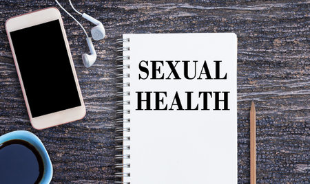 Business quotes, SEXUAL HEALTH on notebook or paper in office desk, office workplace, inspiration, motivation quotes concept.の写真素材