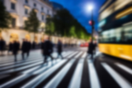 Blurred images of business people walking in the cityscape, sunlight with bokeh. Blur Business concept background for use.の素材