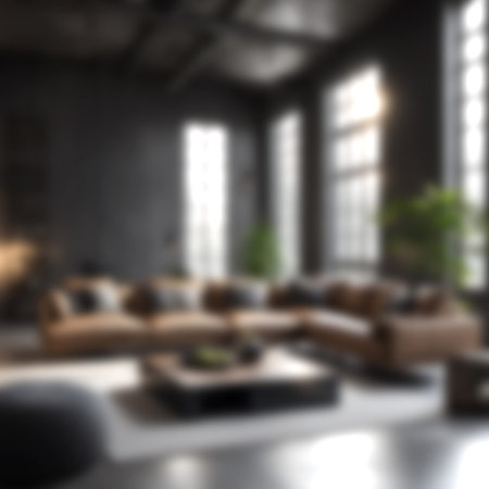 Blur Modern office interior in loft, light and shadow, big window, Blurred interior office design background concept.の素材