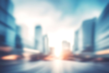 Blur image of modern cityscpae background, Light blurred background for use. blur city background.の写真素材