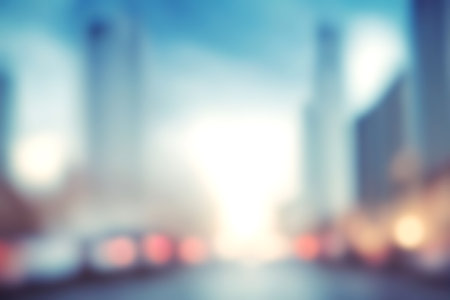 Blur image of modern cityscpae background, Light blurred background for use. blur city background.の写真素材