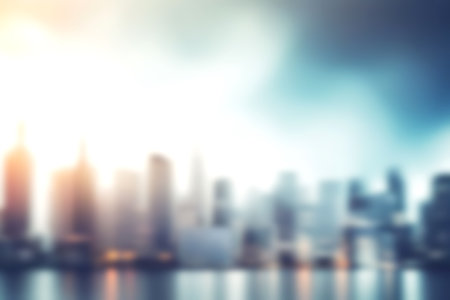 Blur image of modern cityscpae background, Light blurred background for use. blur city background.の写真素材