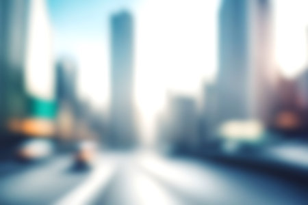 Blur image of modern cityscpae background, Light blurred background for use. blur city background.の写真素材
