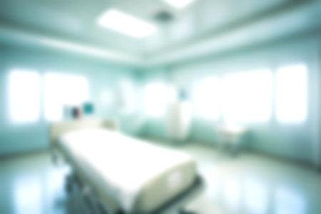 Blur clinic or hospital room, Light blurred background for use. blank hall an office or medical institution hall room. Blur interior background concept.の写真素材