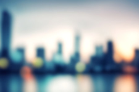 Blur image of modern cityscpae background, Light blurred background for use. blur city background.の写真素材