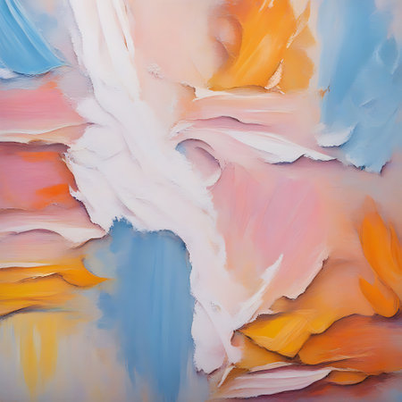 Abstract colorful oil painting texture and background. pastel color stain brushstroke painted background concept.の素材