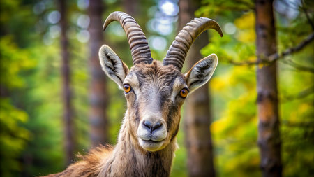 Barbary sheep (Capra ibex) in the forestの素材
