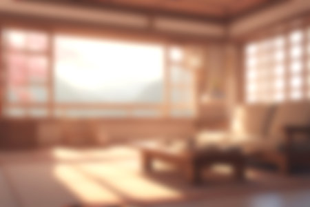 Blurred minimal livingroom with soft sunlight for background usage. blur interior background concept. white and bright tone. Business concept.の写真素材