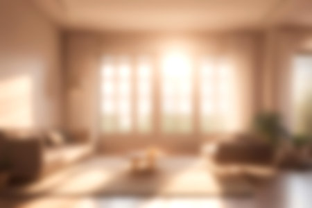 Blurred minimal livingroom with soft sunlight for background usage. blur interior background...