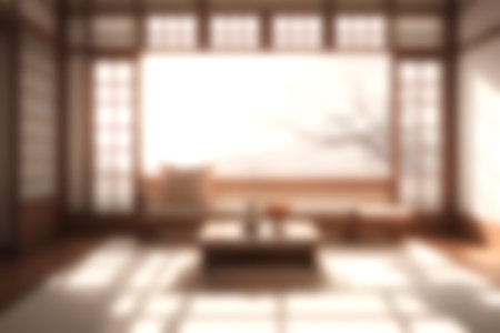 Blurred minimal livingroom with soft sunlight for background usage. blur interior background concept. white and bright tone. Business concept.の写真素材
