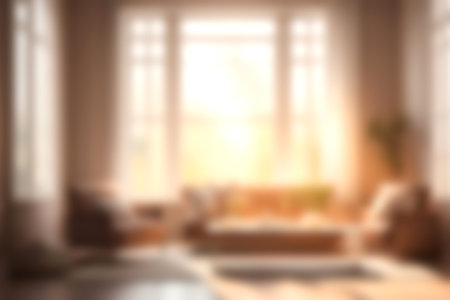Blurred minimal livingroom with soft sunlight for background usage. blur interior background...