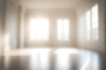 Abstract blurred image of blank hall room with soft light for background usage. Blur interior...