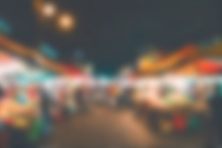 Blur image of night market festivals, Abstract Blurred Background and bokeh light for background use.の素材
