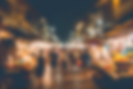 Blur image of night market festivals, Abstract Blurred Background and bokeh light for background use.の素材