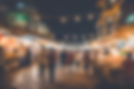 Blur image of night market festivals, Abstract Blurred Background and bokeh light for background use.の素材