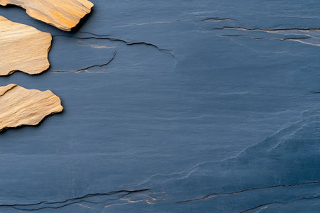 Cracked blue stone background with copy space for text or image.の素材