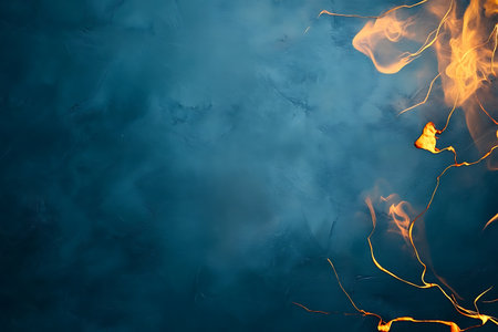 Abstract background with fire and smoke, top view. Copy space.の素材