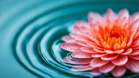 Beautiful pink lotus flower on the water surface with drop of waterの素材