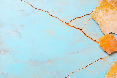abstract background with cracked paint on the old wall, blue colorの素材