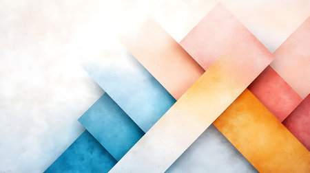 Abstract watercolor background with colorful geometric shapes and copy space for textの素材