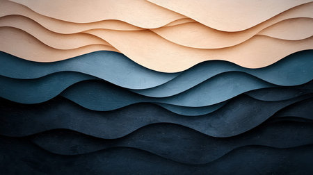 Abstract background of blue and white paper layers. 3d render illustrationの素材