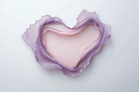 Heart shape made of silk fabric on white background, valentine conceptの素材