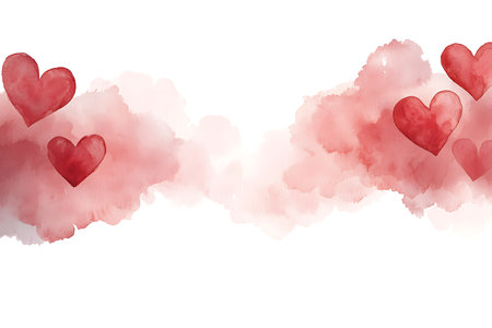 Watercolor background with hearts. Valentines day. Vector illustration.の素材