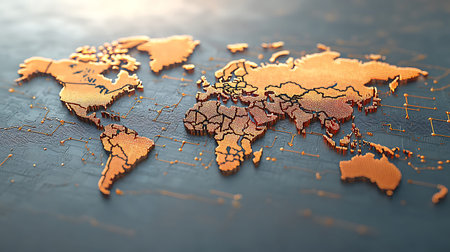 Map of the world. 3d illustration. toned image.